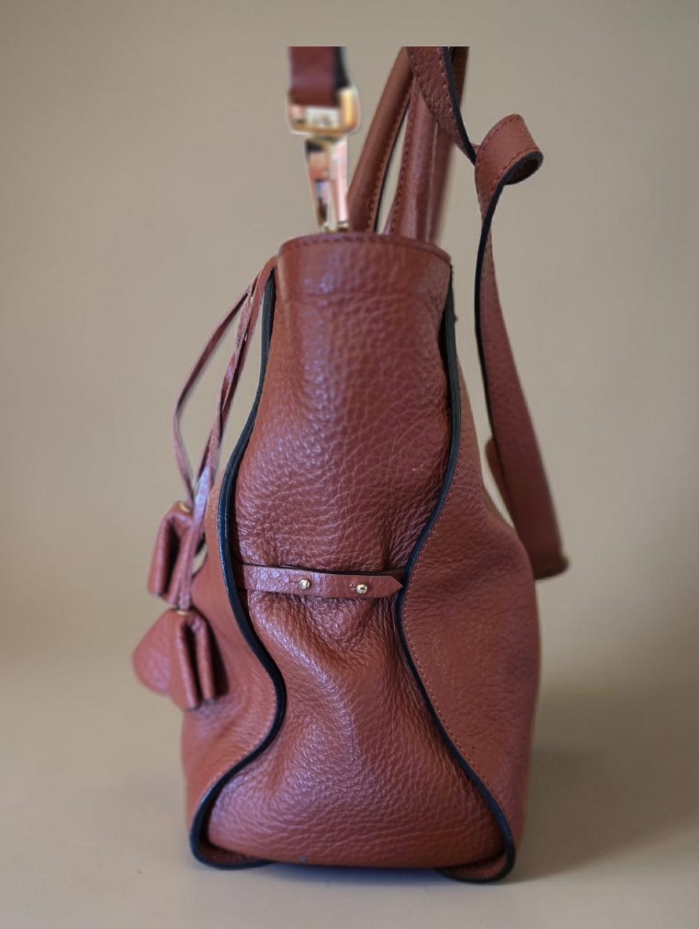 Coccinelle Italian Leather Crossbody Bag Cognac Caramel - Picture 7 of 10